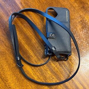Bandolier Mila Wallet Black Phone Case w Strap in Black/Pewter for iPhone 16